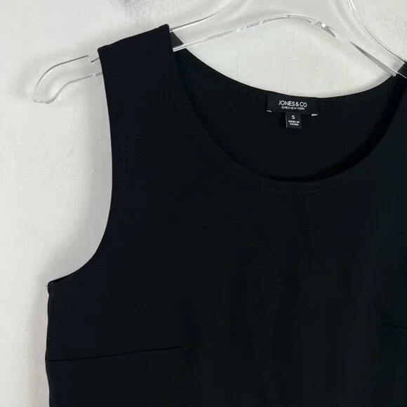 NWT Jones & Co New York Sleeveless Faux Crossover Hem Top Black Size Small S NEW - Picture 2 of 10